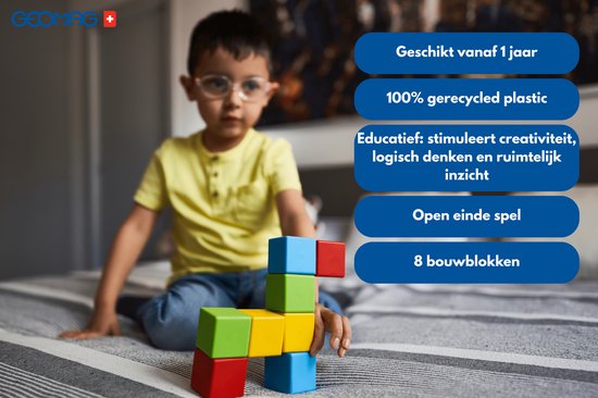 GEOMAG MAGICUBE – 64 Magnetische Bouwblokken, Vanaf 1 Jaar, Montessori Speelgoed, Zwitserse Kwaliteit