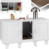 tectake® Kattenkast Freya - 2-in-1 Kast Met Twee Grote Binnenruimtes, Perfect Voor Gangbare Kattenbakken - Verborgen Ingangen Aan De Binnenzijden - Wit - ventilatiegaten en 4 in hoogte verstelbare poten