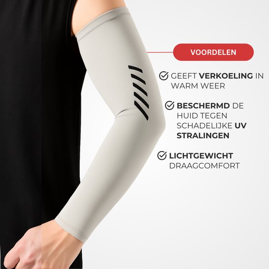U Fit One UPF 50+ UV Bescherming Arm Sleeves - Verkoelend - Fiets Armstukken UV Bescherming - Licht Grijs - Unisex - 2 Stuks - Maat XL — afbeelding 2