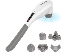 Auronic Massage Apparaat - Nek en Rug - Draadloos - 5 Opzetstukken - Wit/Grijs
