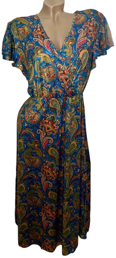 Dames Middellange Zomerjurk / Strandjurk 1515 Maat - L Blauw