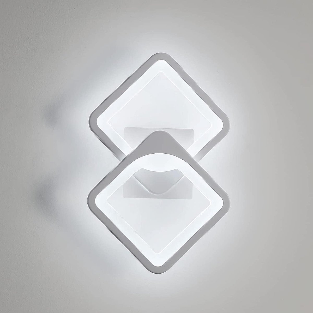 24W wandlamp voor binnen, moderne LED-wandlamp, koel wit, 6000K 2400lm, converteerbare wandlampen voor slaapkamer, woonkamer, gangpad [Energieklasse E]