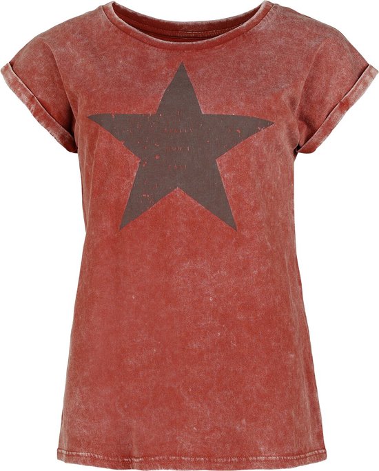 R.E.D. Rock-Engineered Design rood T-shirt met korte mouwen en sterrenprint - Dames - XL