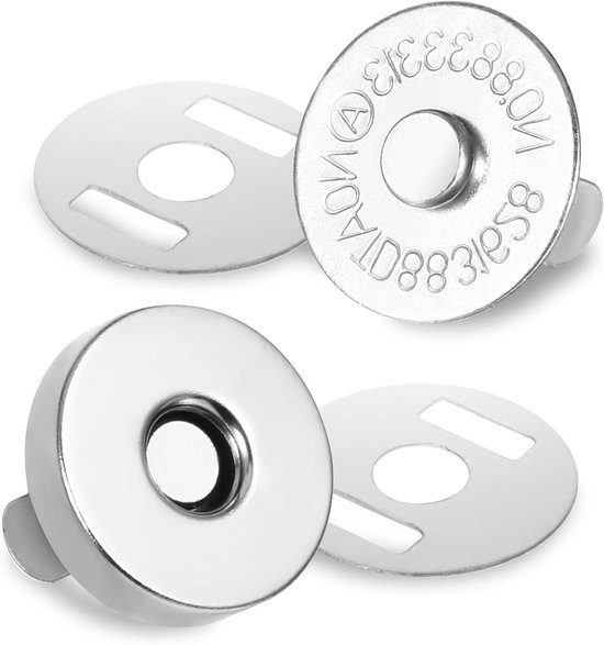 Sluitingen, 40 stuks, zilverkleurige magneetsluiting, magneetsluiting, magnetische knopen voor naaien, handwerk, kleding, handtassen, kleding (14 mm