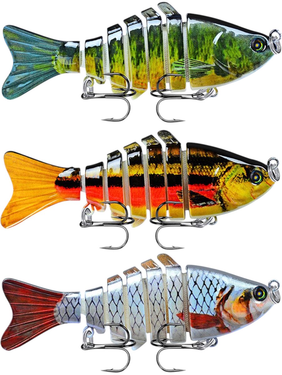 S&D - Swimbait set - 3 stuks - 10cm 16g - 7-delig kunstaas voor roofvissen - Zeer realistische beweging - Rammelaar