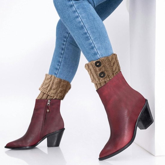 PHOGARY 2 paar warme winterlaarzen manchetten voor vrouwen, gehaakte gebreide laarssokken voor meisjes, zwart en beige, korte beenwarmers, boottopper, sokken, beenmanchetten, bootwarmers cadeau