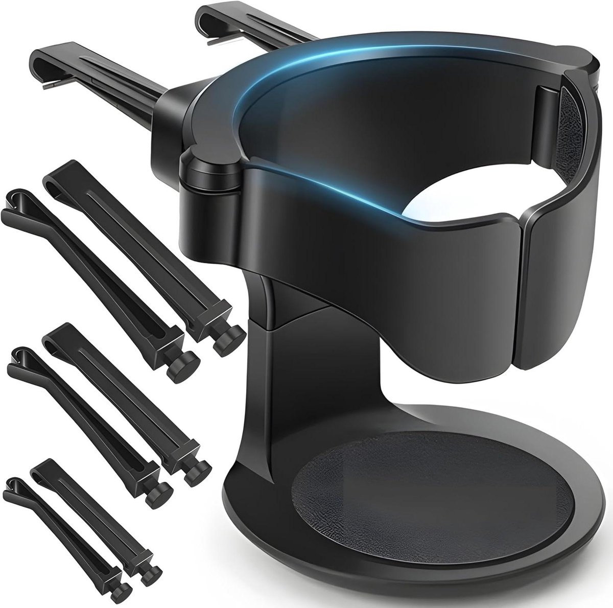 Allecto Plus - Auto Bekerhouder Voor in de Auto - Universele Multifunctionele Verstelbare Bekerhouder voor Fles, Waterfles en Koffiebeker - Zwart