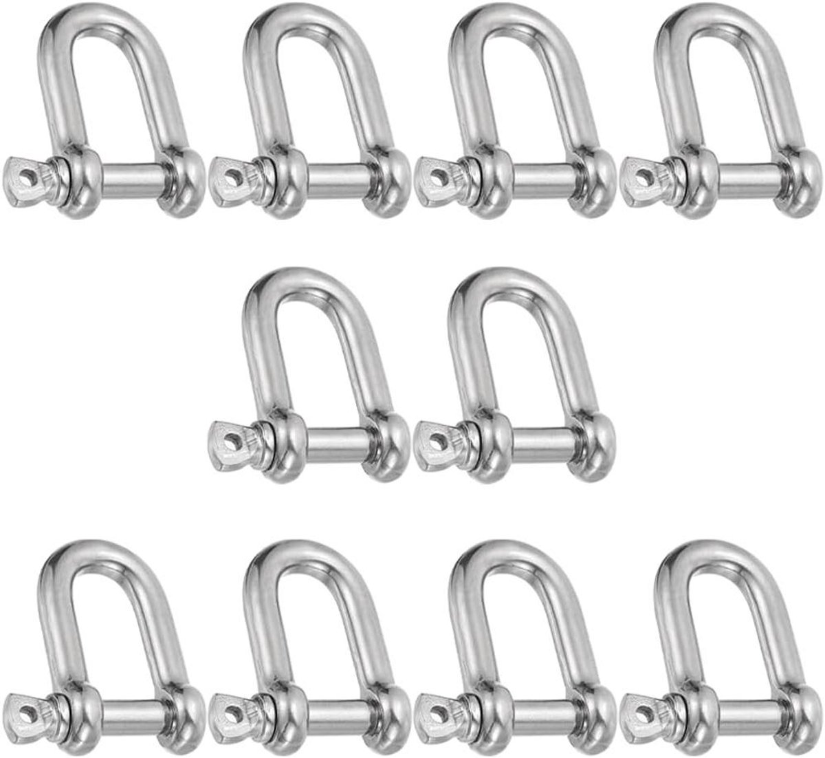 Allecto Plus - 10 stuks roestvrijstalen schakels 304 D-vorm - voor zee camping sport bergbeklimmen - ankerketting zeilen - 5 mm