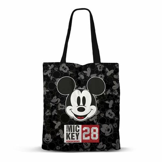 Karactermania - Disney - Mickey Mouse - Year-FAN - Boodschappentas met rits - Shopper - Schoudertas - Handtas- Zwart