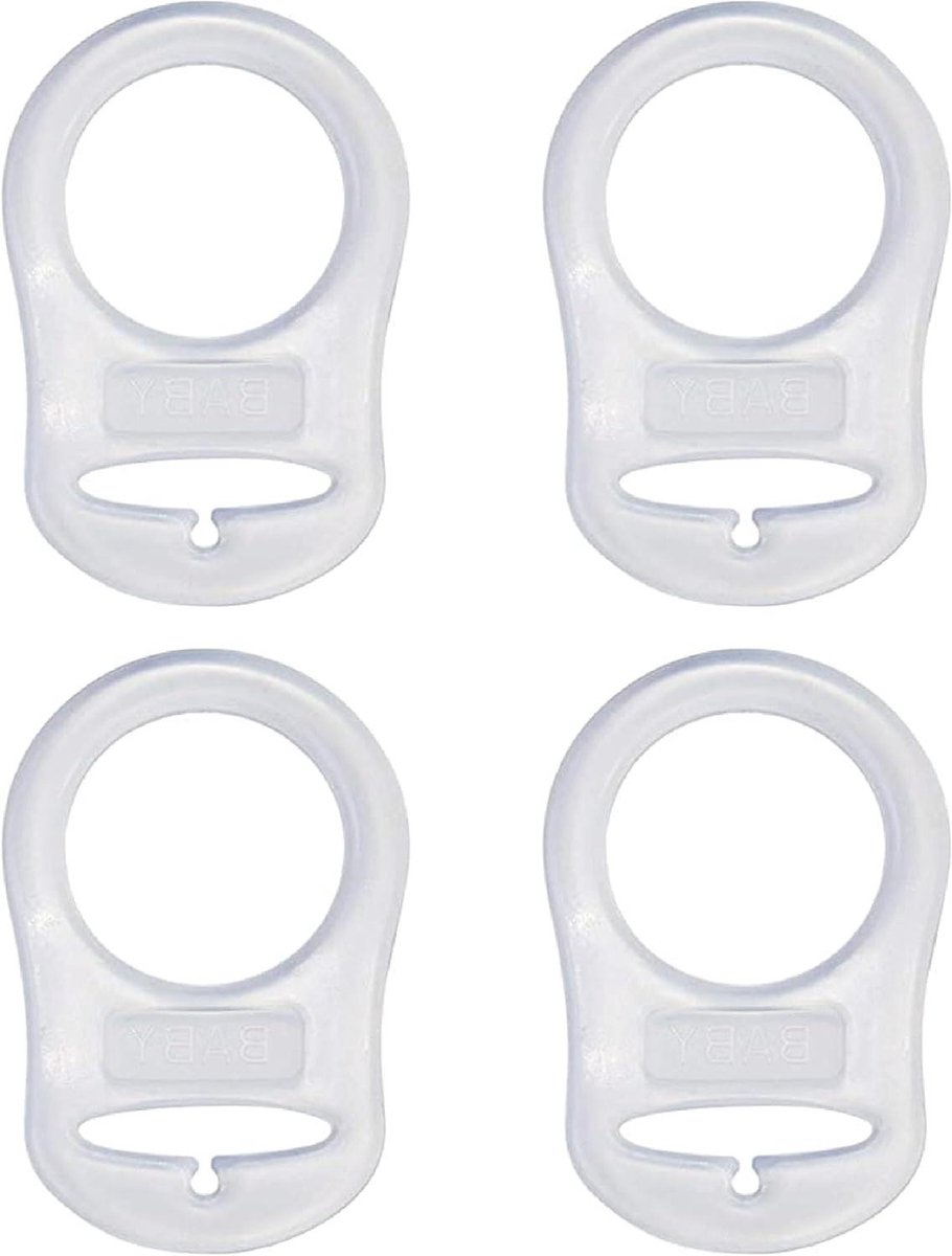 Image of 4 stuks siliconen knoopring fopspeen adapter - set van 4 - dummy fopspeen houder clip - handige siliconen ring voor fopspeen - baby speelgoed accessoires