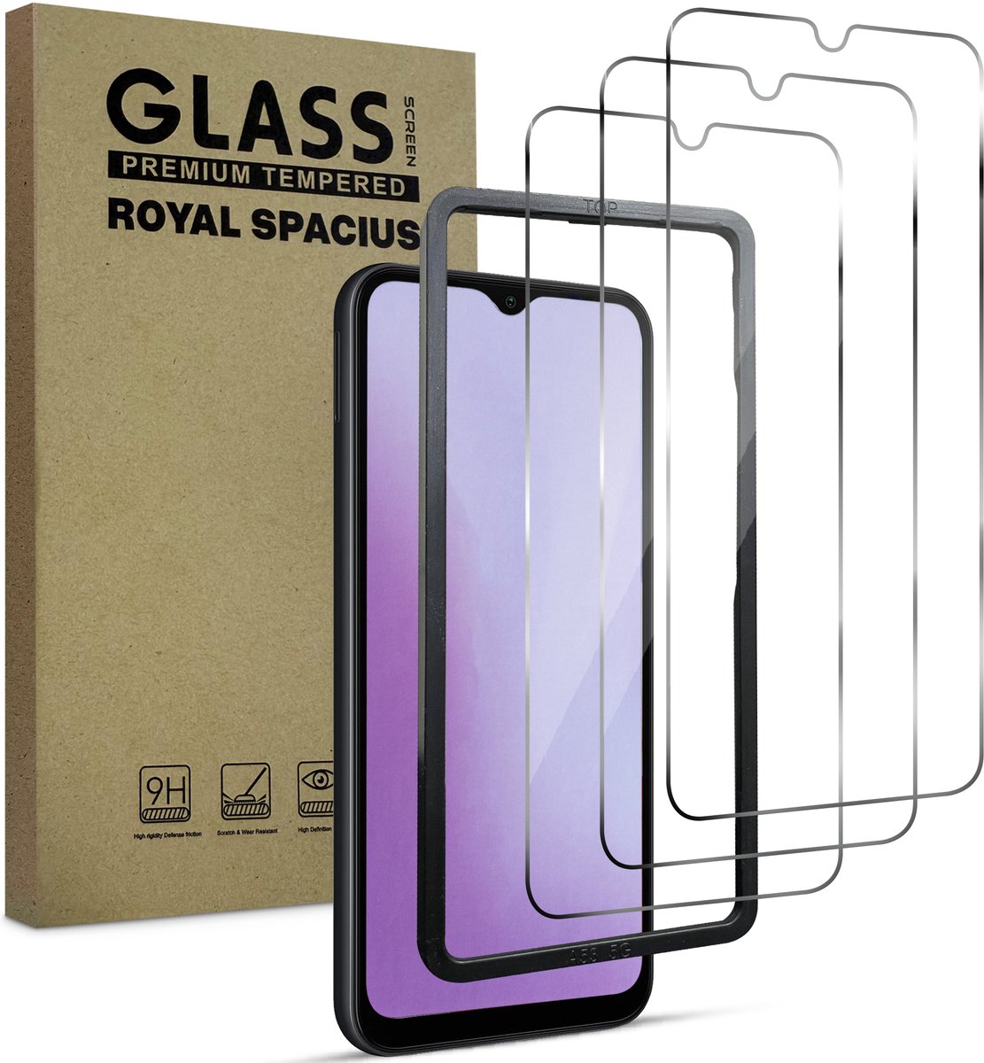 3 Stuks Screenprotector geschikt voor Samsung Galaxy A14 - Met Uitlijn tool - Gehard Beschermglas - Tempered Glass Screen Cover