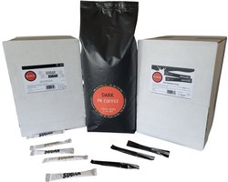 PR Coffee 1 Kg Dark Roast koffiebonen MET Suikersticks 600 stuks MET Creamersticks 600 st | voordeelset | combideal