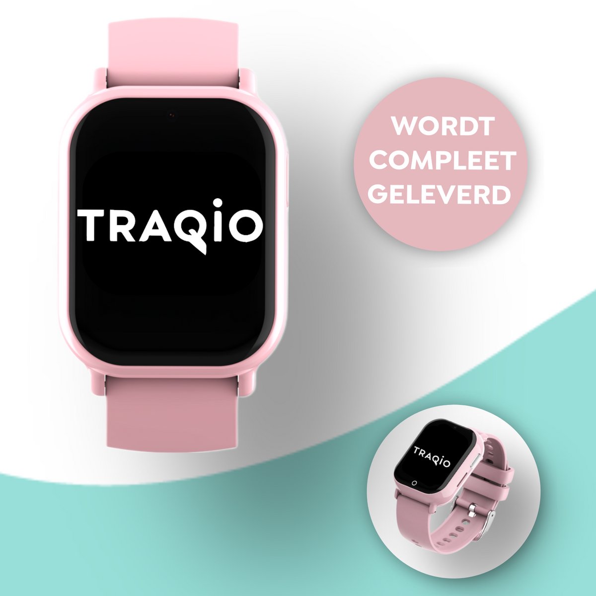 Traqio TRQ04 - GPS horloge kinderen - gps horloge kind - kinderhorloge bellen - gps tracker kinderhorloge - kinderhorloge met gps - kinderhorloge - Kinder smartwatch GPS - GPS horloge school - Roze
