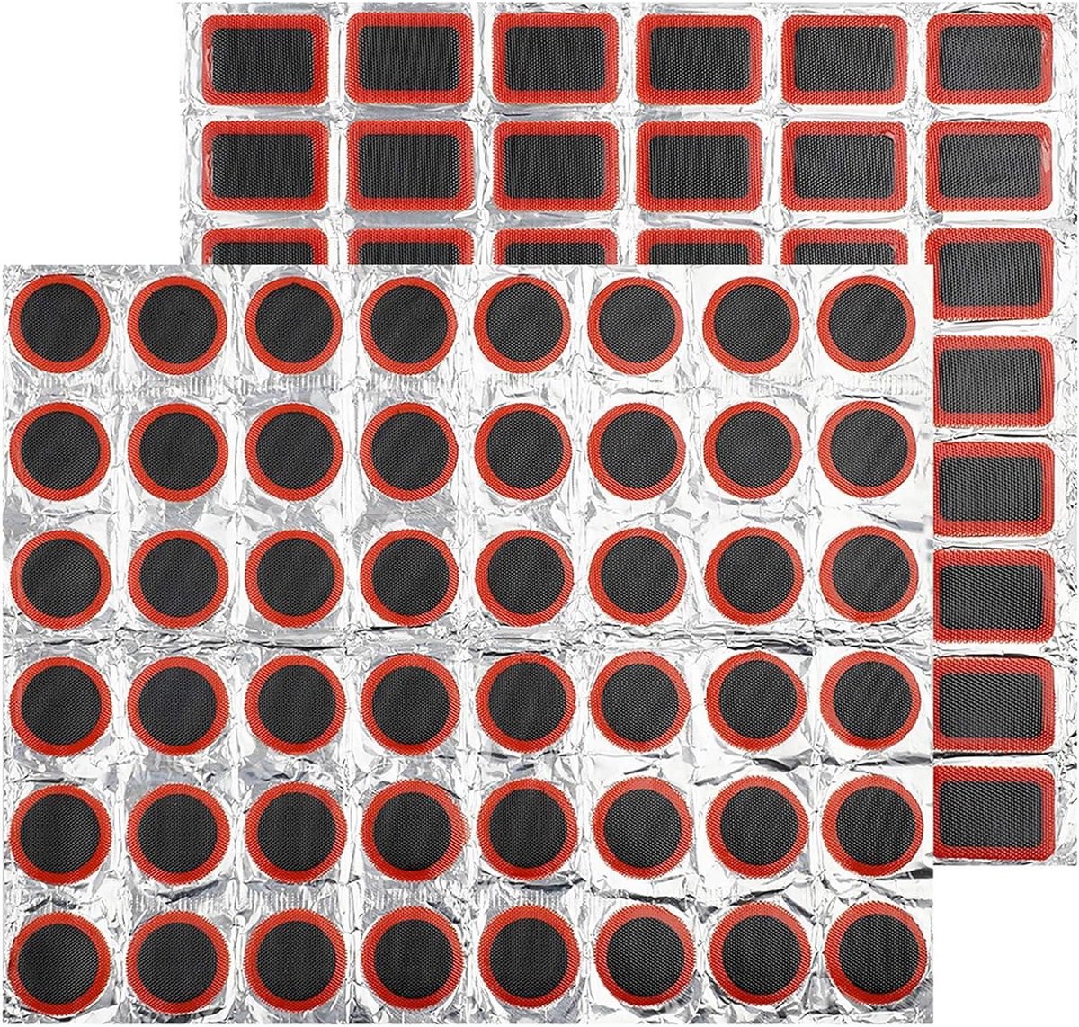 Rubber Repair Kit voor Banden en Rubberboten - 96 stuks, diverse afmetingen. Ideale set voor Reparatie - Voor Auto's, Fietsen en Boten