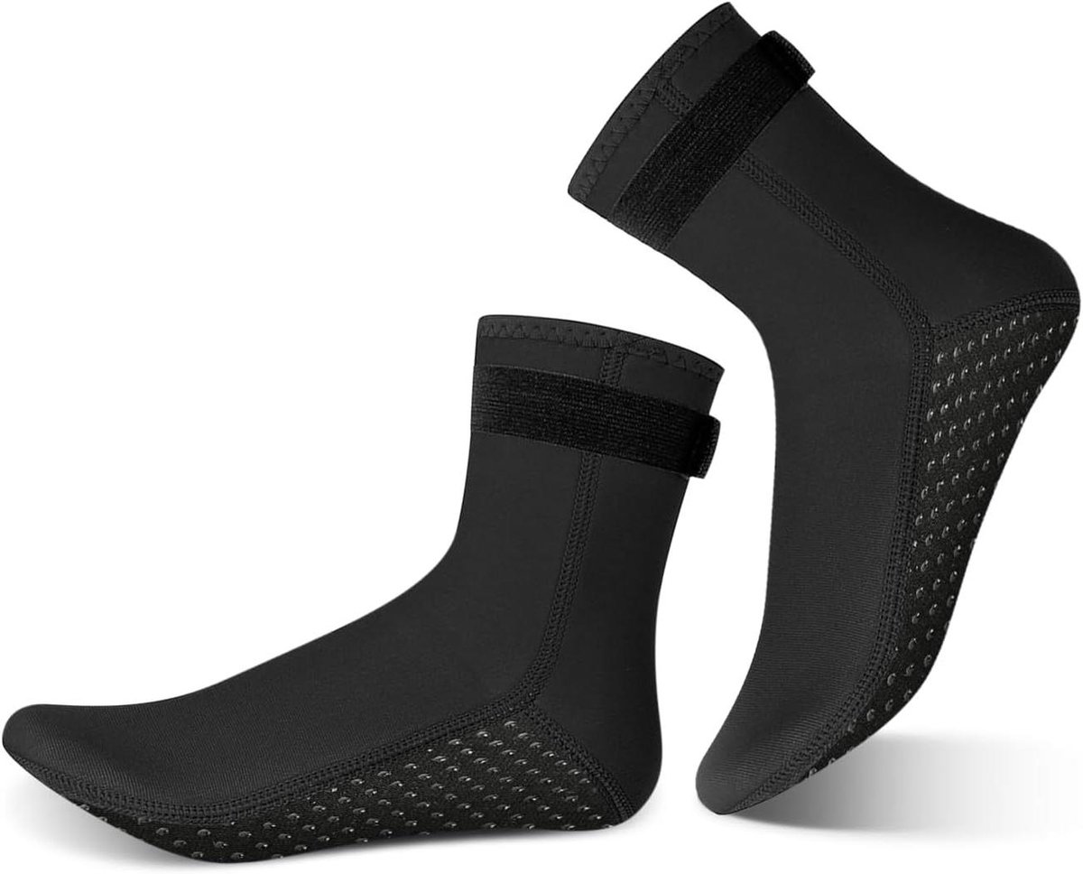 Duiksokken voor volwassenen - Anti-slip zwemsokken voor duiken en strand - Duikvoetbescherming - Snijvast - Maat M - Zwart - 1 paar