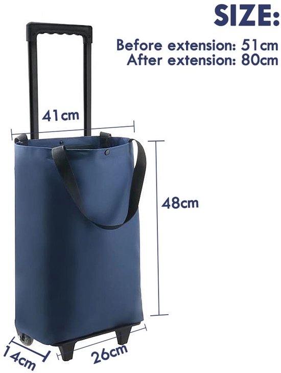 SAC A ROULETTES PLIABLE PE DECOR POIS BLEU