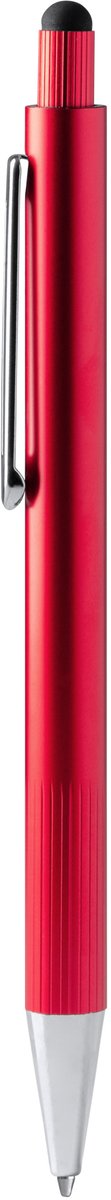 10 Balpennen Aluminium met gestreepte greep in metallic afwerking en aanraakwijzer. Geschikt voor lasertechniek Kleur Rood model Garet