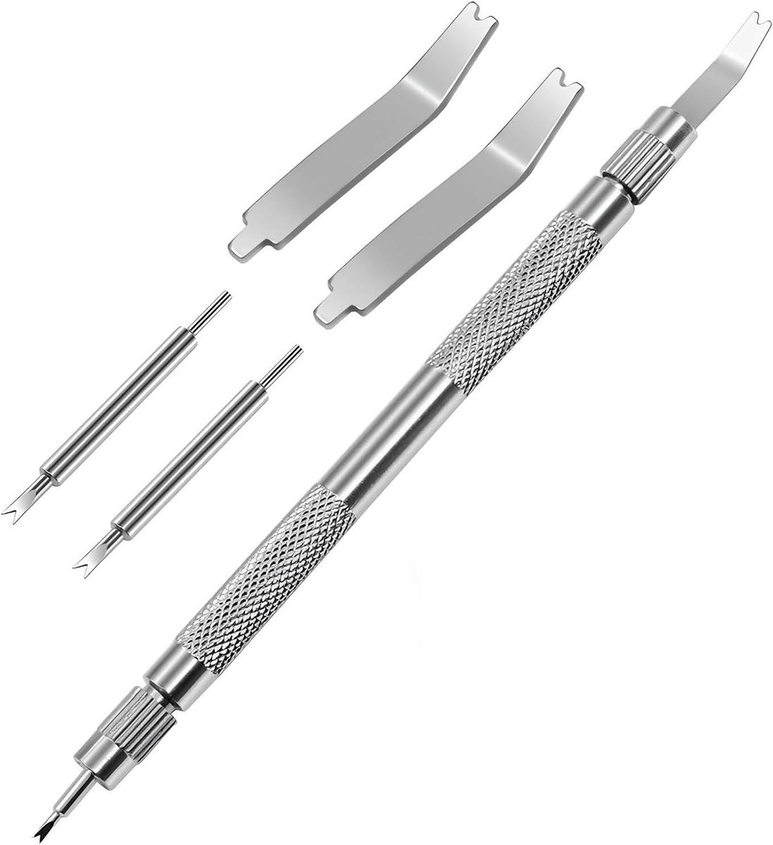 Allecto Plus - Veerpenbestek set voor horlogemakers - 5 stuks - Roestvrijstalen handgreep - Horloge reparatiekit - Veerpennen verwijderen - Horloge bandgereedschap - Horlogemakersgereedschap