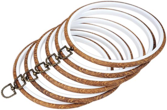 DAKFOOK 30 Stuks Borduurringen Set - 3 Maten Bamboe Hoepels (4, 6, 8 Inch) Voor Handwerken & Kruissteek
