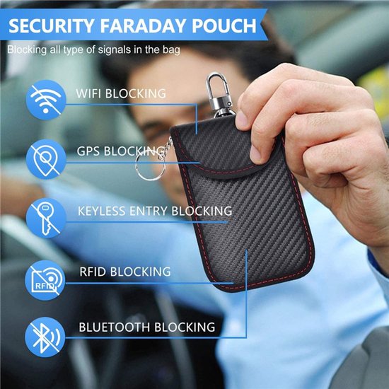 Hodufy Faraday Pouch voor laptops (12,9 x 15 inch grote Faraday tas, Faraday etui voor autosleutels, brandwerende en watersleutelloze autosleutel signaalblokkerzakje (zwart