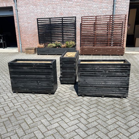 AMISHOUT - Jardinière haute en bois 100x40x72cm - noir - jardinière d'extérieur