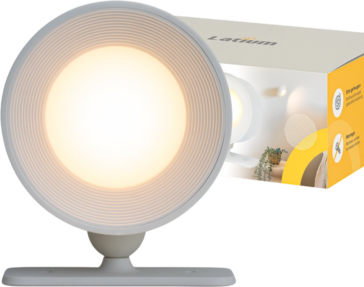 Latium Oplaadbare Wandlamp voor Binnen - Dimbaar en te Bevestigen zonder Boren - USB Oplaadbaar - Slaapkamer - Nachtlamp - Wit