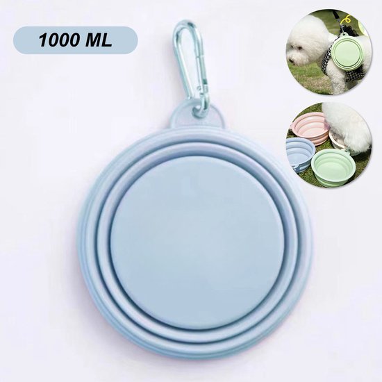 Colorful Sun® opvouwbare water- en voerbak – 1000ml – blauw