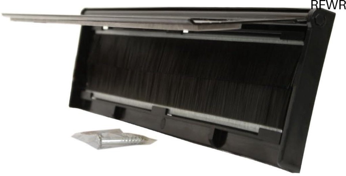 RFWR® Interne metalen brievenbus borstelhoes met klep - Zwart 293 x 77 mm