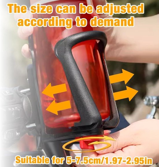 Allecto Plus - Flessenhouder voor fiets en motorfiets - Bidonhouder voor frame en stuur - Fietsflessenhouder voor MTB, racefiets, scooter en kinderwagen — afbeelding 3