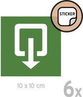 Pictogramme/autocollants (6x) | Sortie de secours avec flèche | 10 x 10 cm | Urgence | Protection incendie | Vert | Détresse | Calamité | Pictogramme d'urgence | Urgence | Obligation légale | Autocollant | 6 pièces