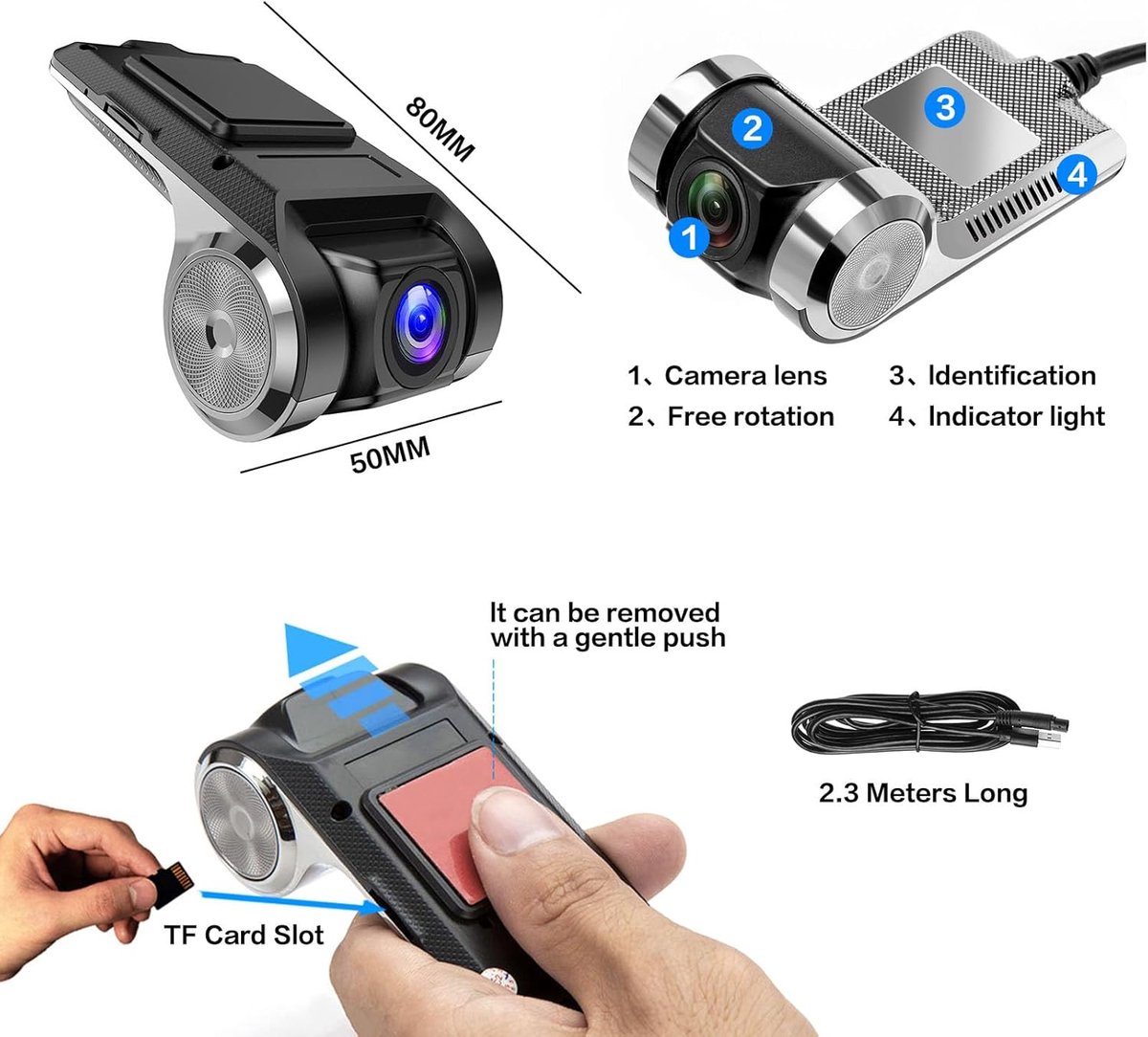 USB-auto DVR-camera/videorecorder, loop-opname ADAS, dashcam, met 32 GB SD-kaart, 24-uurs parkeermodus, rijrecorder, dashcam voor Android, radio, stereo, GPS, dvd, nachtzicht, Full HD – foto 5