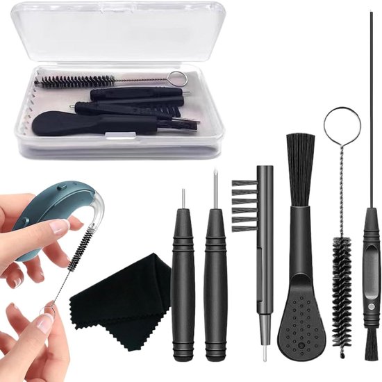 Allecto Plus - Reinigingsset voor gehoorapparaten en accessoires - Onderhoud voor hoortoestellen - Reinigingsset met opbergdoos - Reinigingsgereedschap voor schoonmaken