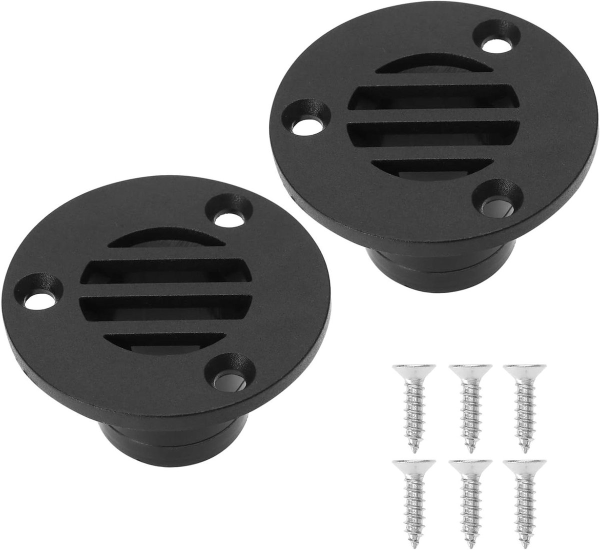 Allecto Plus - Drainage Vloer Afvoer 50x30mm Nylon Marine Dek Jachten Kajaks Gaten Zwart - 2 stuks