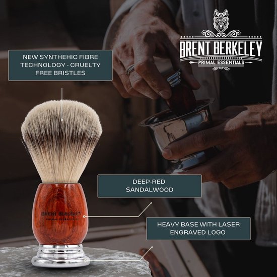 Brent Berkeley® Safety Razor Scheerset - Professioneel Veiligheidsscheermes / Krabbertje met Scheerkom, Scheerkwast & Double Edge Blades
