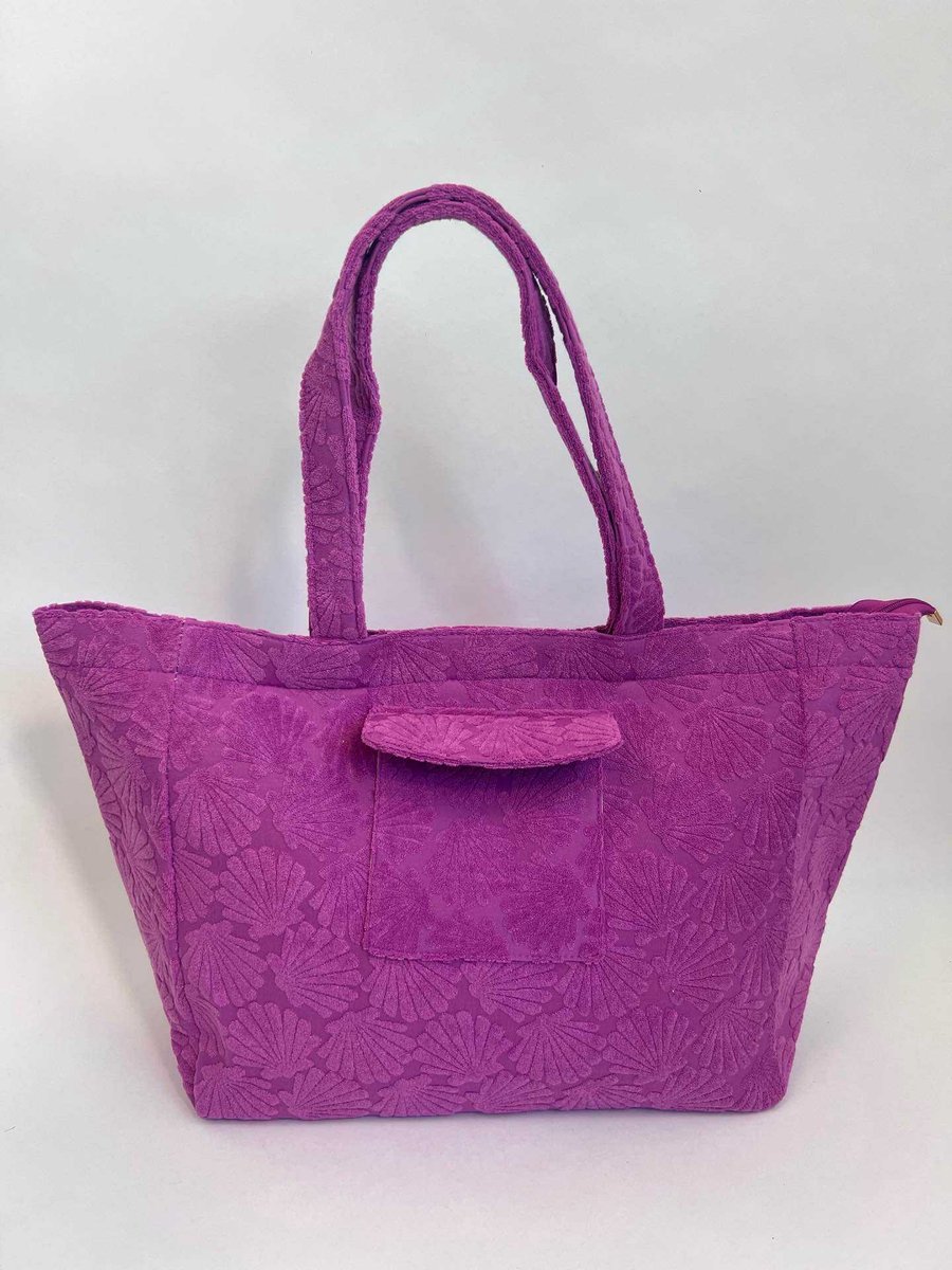 Strandtas Senn | Magenta | Shopper | Handtas | Katoen 100% - Handtas - 63 cm x 18 cm x 37 cm - Accessoire - Modern - Hip - Trendy - Trendsetter Wauw - Fashion Trending Handig Gadget - Zon - Lente Zomer - Accessoires - Dames - Heren Kinderen - Vrouw