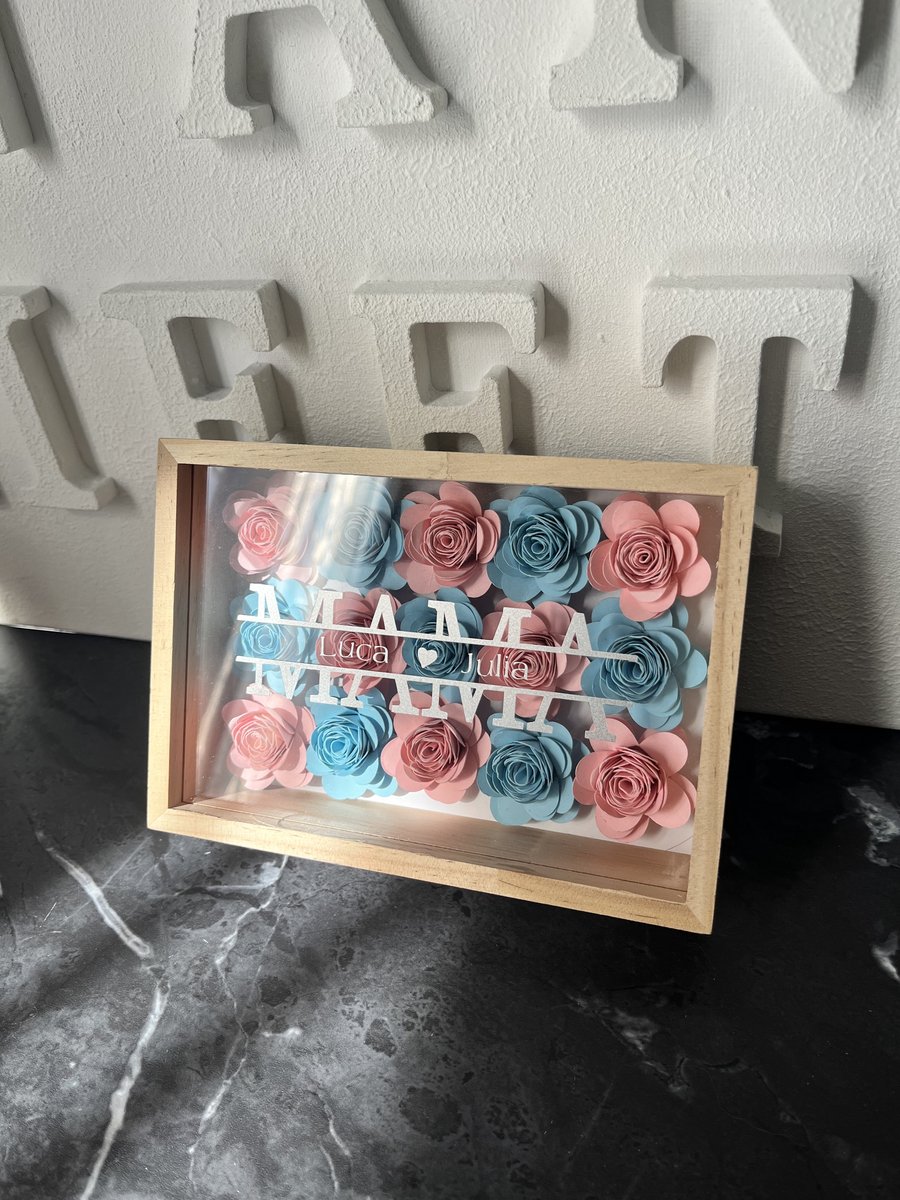Gepersonaliseerde Shadowbox "Mama" | Viva Femme | Cadeau | Rozen