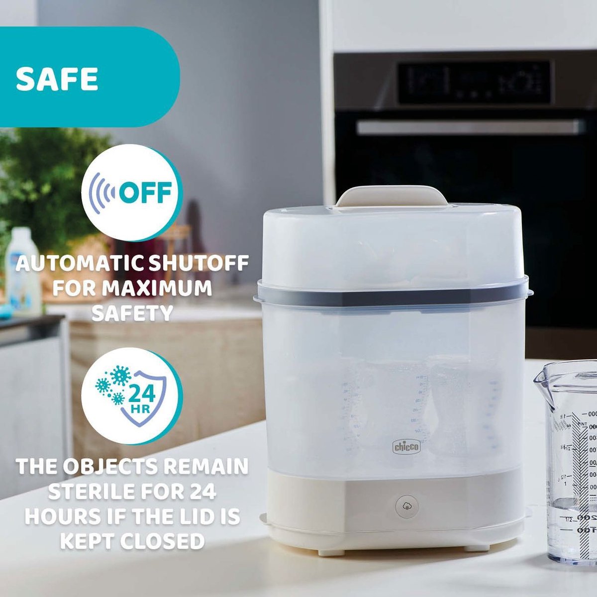 Chicco SterilNatural 3-in-1 Sterilisator - Steriliseert in 5 Minuten met Stoom | Tot 6 Flessen | 0m+ — cadeau in Cadeau-ideeën - foto 6