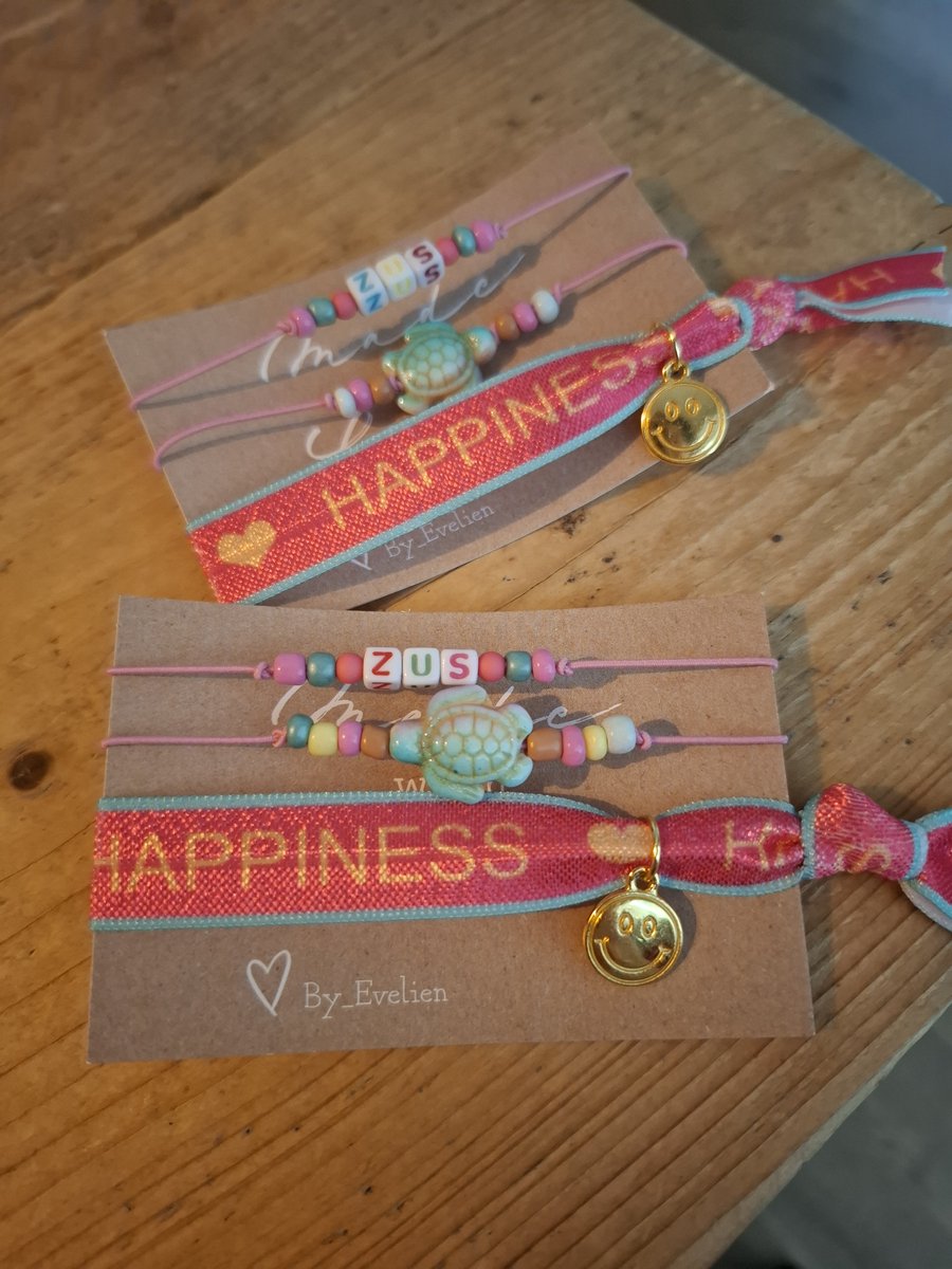 By_Evelien Armband ZUS Liefste zus - Set - Armband voor Liefste ZUS - Schildpadje - Lieve Zus - Geboorte aankondiging - Zomers - Fijne kraaltjes - Zussendag - Feestdagen - BFF - Geboorte - Vriendschap
