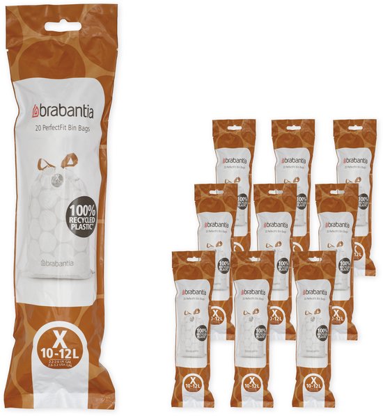 Brabantia PerfectFit Vuilniszakken - 10/12 l - Code X - 10 rollen x 20 stuks