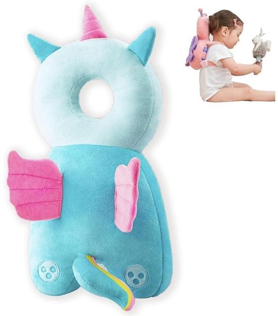 Foto: Boefieboef engel baby hoofdbeschermer peuter valkussen valrugzak met schattig dierendesign veiligheidskussen achterhoofd bescherming bij lopen lichtgewicht ademend verstelbare band 4 36 maanden kraamcadeau jongen en meisjes blauw