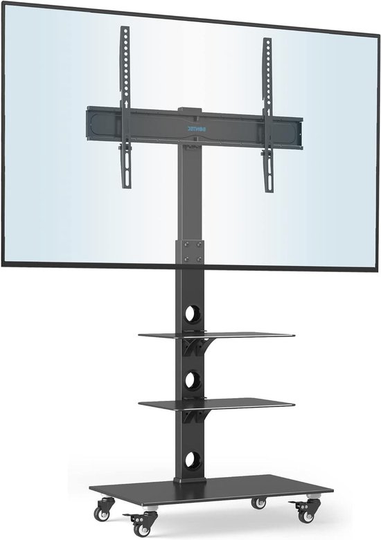 Yaheetech Tv-standaard Met Wielen – Voor 32-75 Inch – VESA 100x100 Tot 600x400 – Kantelbaar ±13° – In Hoogte Verstelbaar – Met Kabelmanagement