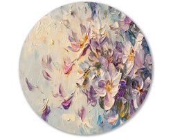 Bloemen in impressionistische kleurenpracht - Bloemen schilderij rond - Wandobject rond natuur - Impressionisme - Wandcirkel van Forex - Kunstwerk - muurcirkel forex 80x80 cm