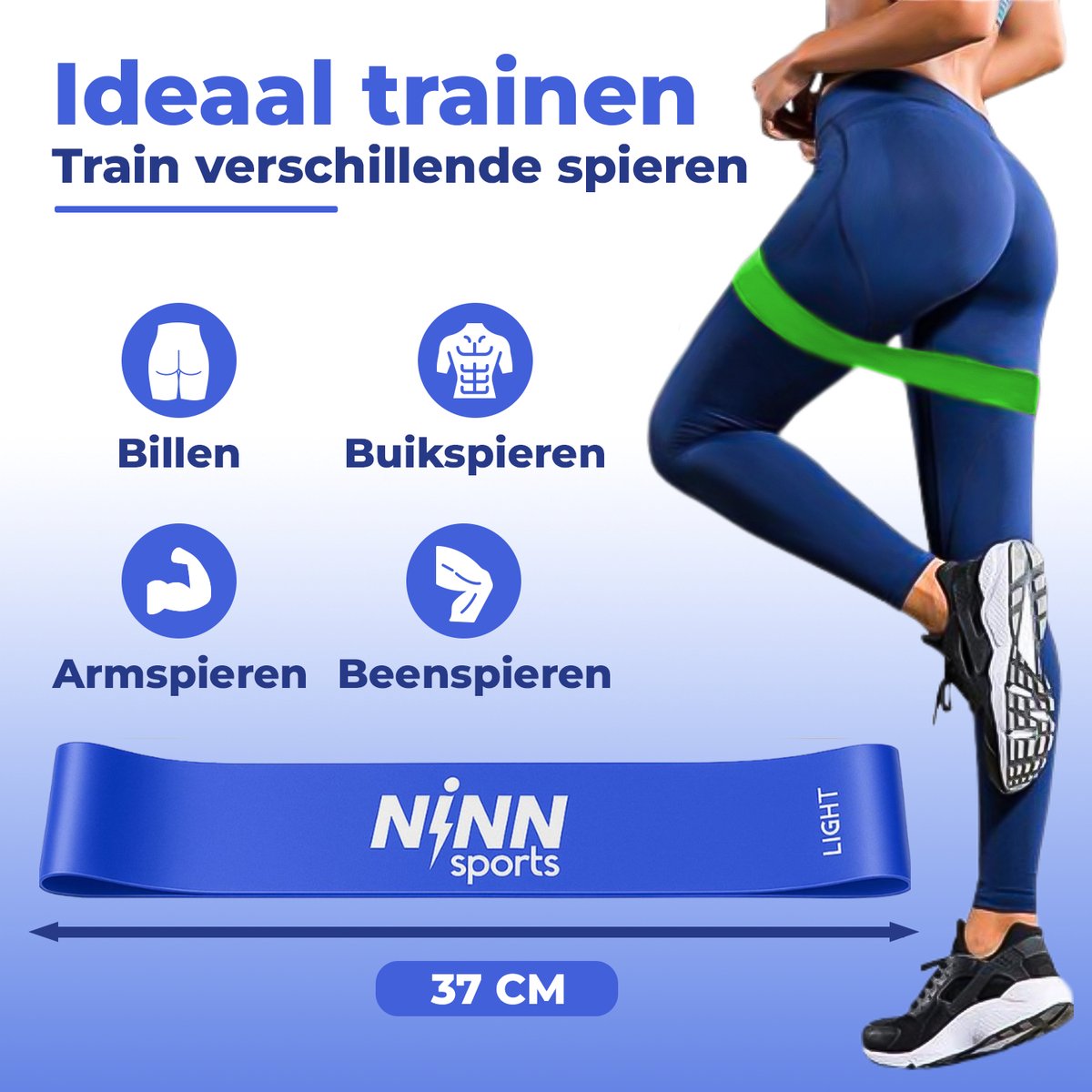 NINN Sports Weerstandsbanden Set van 5 - Fitness Elastieken - Incl E-Book - Booty Bands - Resistance Bands - Sport Banden voor Thuis & Sportschool — cadeau in Sport & Outdoor - foto 6