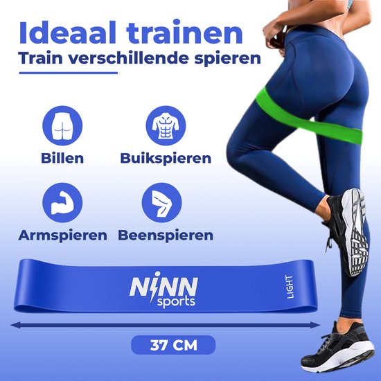 NINN Sports Weerstandsbanden Set van 5 - Fitness Elastieken - Incl E-Book - Booty Bands - Resistance Bands - Sport Banden voor Thuis & Sportschool