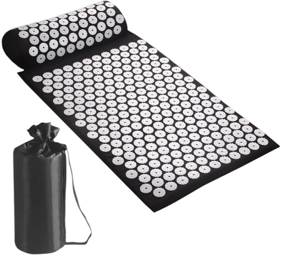 Spijkermat Set met Kussen - 64x44 cm - Zwart - Acupressuur Mat & Spijkerbed - Inclusief Acupunctuur Kussen - Shakti Massage Ervaring