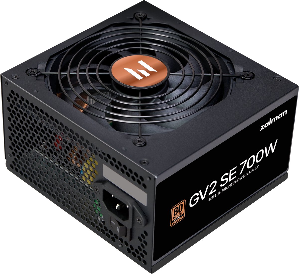 Zalman ZM700-GV2SE GV2SE 700W PSU 80 Plus Bronze ATX 12V v2.52, Active PFC, 88% efficiëntie, HDB 120mm fan, OCP/OTP/OPP/OVP/UVP/SCP, CE, RoHS, Dual PCIe kabels