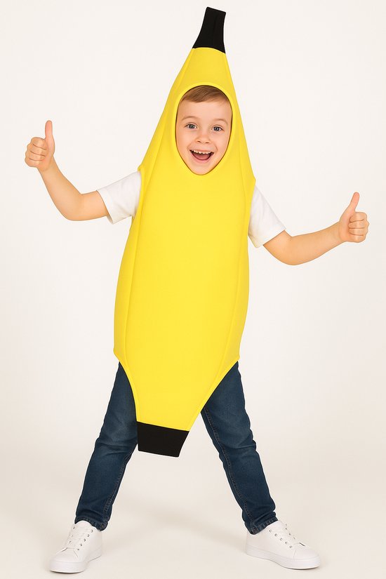 JOYAKIDS® Banaan kostuum Kinderen | Verkleedkleding Bananenpak | Verkleedpak Banaan | Carnavalskleding | Carnaval kostuum | One-size