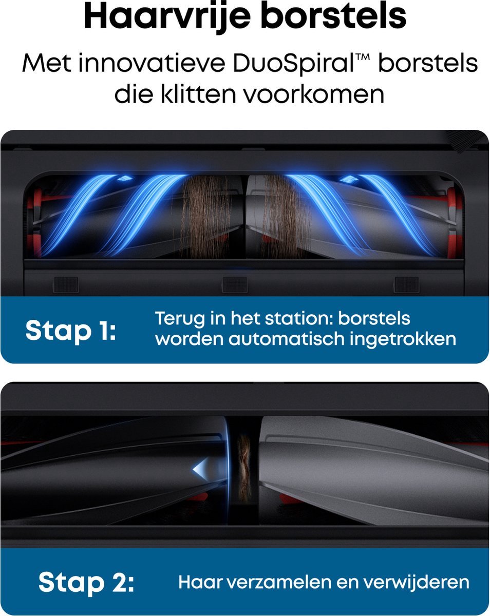 eufy Omni E25 - Robotstofzuiger met Vervangingssets - HydroJet dweilsysteem - 20.000 Pa zuigkracht - DuoSpiral borstels die ontklitten - CornerRover arm voor het schoonmaken van hoeken - alles-in-één station — afbeelding 5