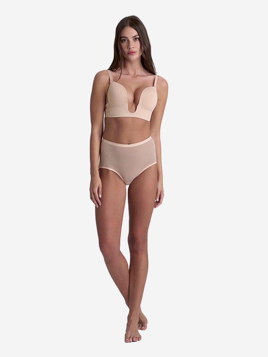 Bye Bra Vormgevende Tule Slip met Middelhoge Taille Beige