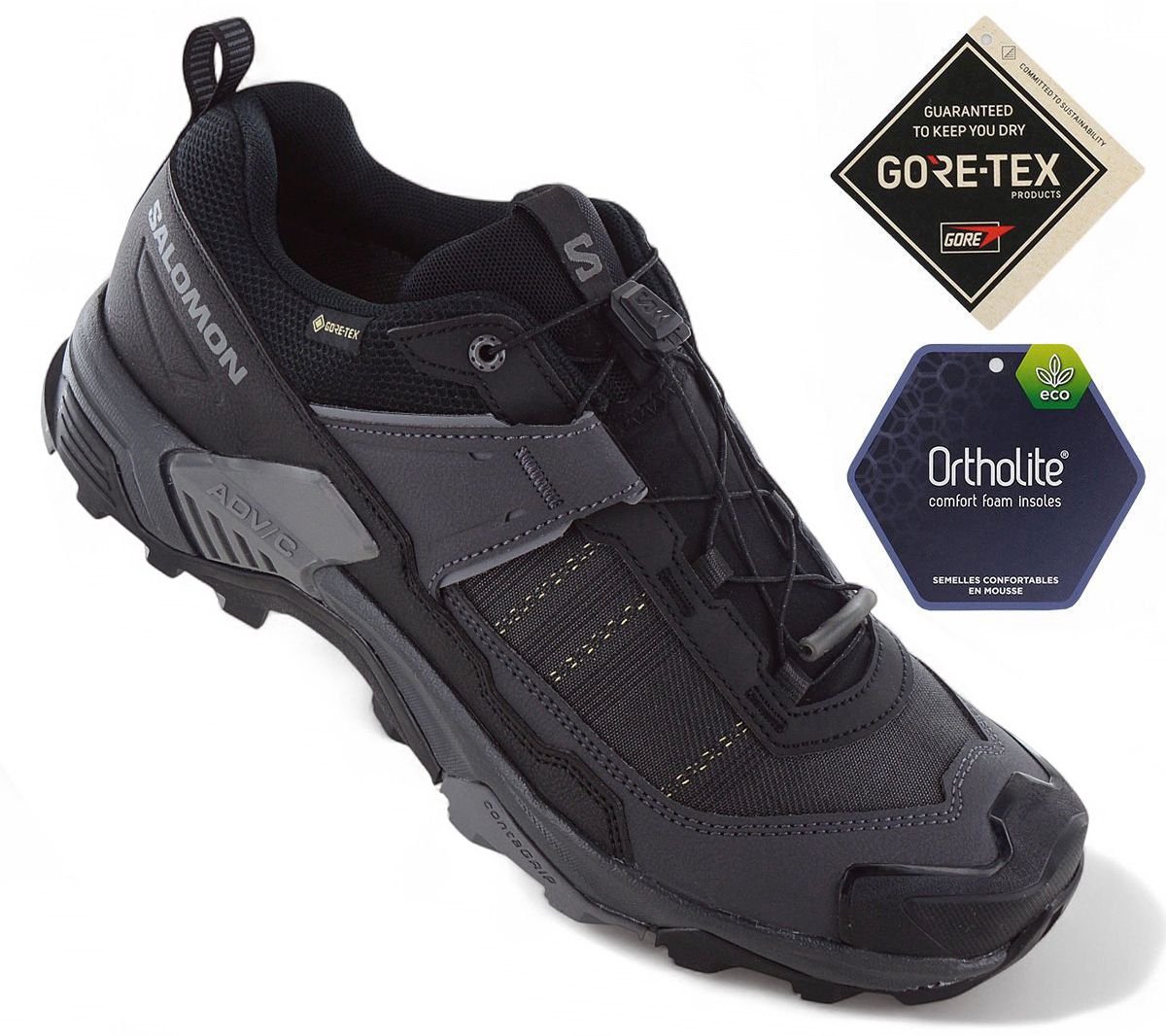 Salomon X ULTRA 5 GTX - GORE-TEX - Heren Wandelschoenen Trekking Schoenen Zwart 477255 , Maat: EU 46 2/3 UK 11.5